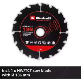 Einhell PROFESSIONAL akumulatorska ručna kružna testera TP-CS 18/136-C Li BL Solo – Brushless, 18 V, 136 mm