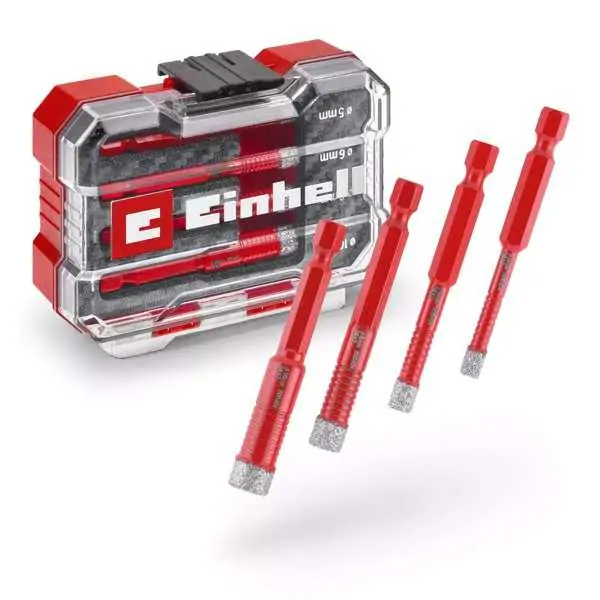 Einhell Dijamantske krune za pločice XS-CASE 4-delni set (5 / 6 / 8 / 10 mm) za suvo bušenje