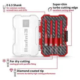 Einhell Dijamantske krune za pločice XS-CASE 4-delni set (5 / 6 / 8 / 10 mm) za suvo bušenje