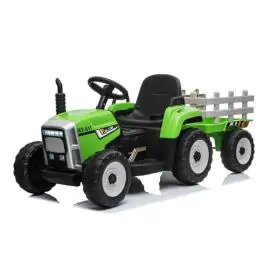 Dečiji traktor na akumulator sa prikolicom i daljinskim zeleni