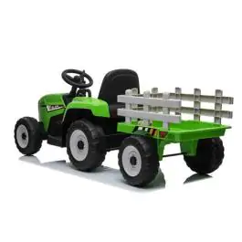 Dečiji traktor na akumulator sa prikolicom i daljinskim zeleni