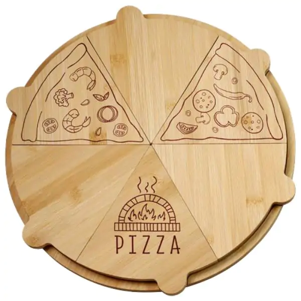 KESPER KSP58468 DASKA ZA PIZZU BAMBUS 36,5 CM SA 6 POJEDINAČNIH KRIŠKI