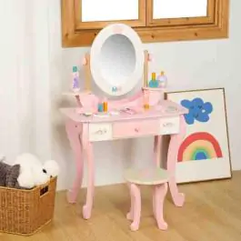 Dečiji drveni stočić za šminkanje - roze MSN21014