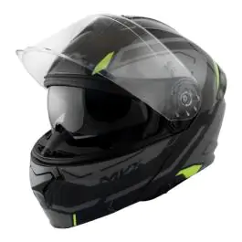 Kaciga za motor veličina l-mvx 59-60 cm 935sv flip up dupli vizir crna siva