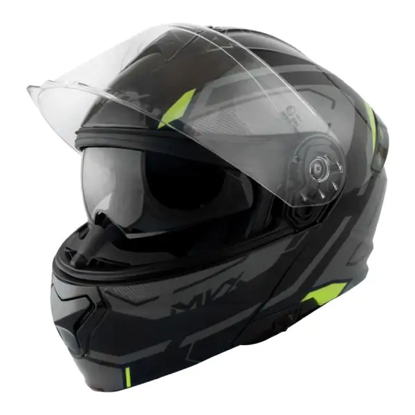 Kaciga za motor veličina xl-mvx 61-62 cm 935sv flip up dupli vizir crna siva