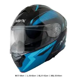 Kaciga za motor veličina l-mvx 59-60 cm 935sv flip up dupli vizir crna plava