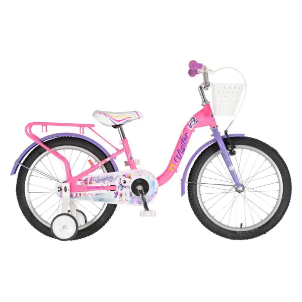 Bicikl za decu visitor unicorn 20" 10" v-brake  kontra 115-135cm (20") roze uv sjaj