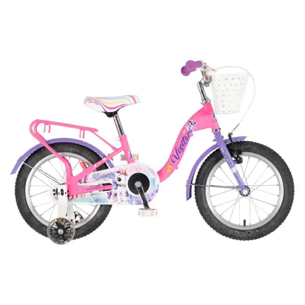 Bicikl za decu visitor unicorn 16" 9" v-brake  kontra 105-125cm (16") roze uv sjaj