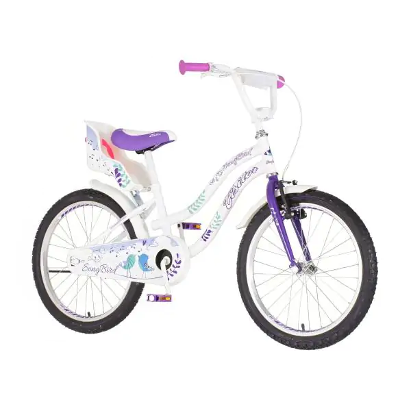 Bicikl za decu visitor songbird 20" 11" v-brake  kontra 115-135cm (20") belo ljubičasti perla