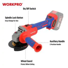 Aku. ugaona brusilica bez četkica 125mm, 20V – WORKPRO WP392004
