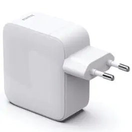 Hama brzi punjač GaN, 2xUSB-C, PD 65W, beli, kabl  koji se izvlači