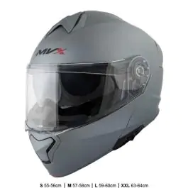 Kaciga za motor veličina l-mvx 59-60 cm 935sv flip up dupli vizir siva