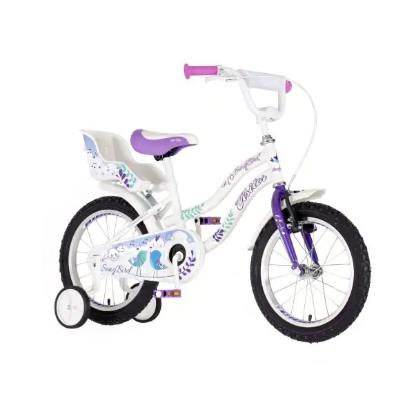 Bicikl za decu visitor songbird 16" 9" v-brake  kontra 105-125cm (16") belo ljubičasti perla