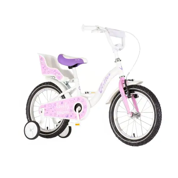 Bicikl za decu visitor liloo 16" 9" v-brake  kontra 105-125cm (16") belo roze perla