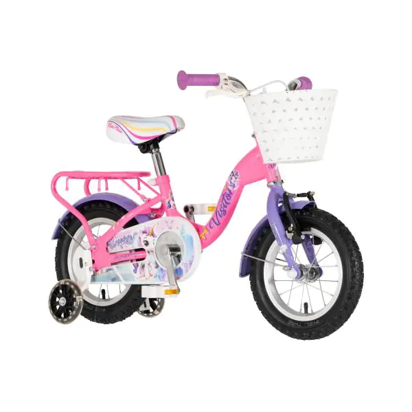 Bicikl za decu visitor unicorn 12" v-brake  kontra 95-115cm (12") roze uv sjaj