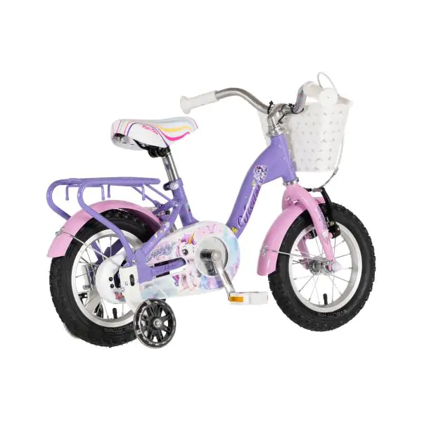 Bicikl za decu visitor unicorn 12" 8" v-brake kontra 95-115cm (12") ljubičasti