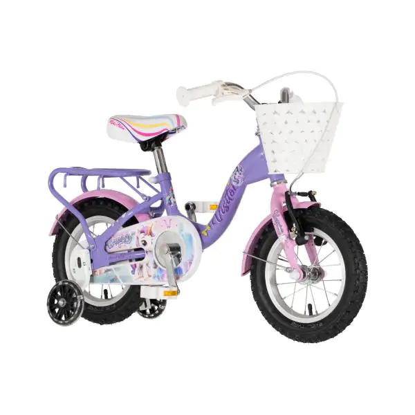 Bicikl za decu visitor unicorn 12" 8" v-brake kontra 95-115cm (12") ljubičasti