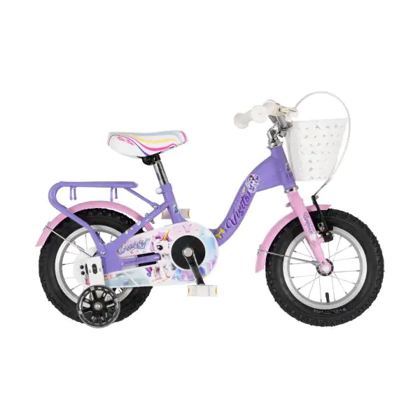 Bicikl za decu visitor unicorn 12" 8" v-brake kontra 95-115cm (12") ljubičasti