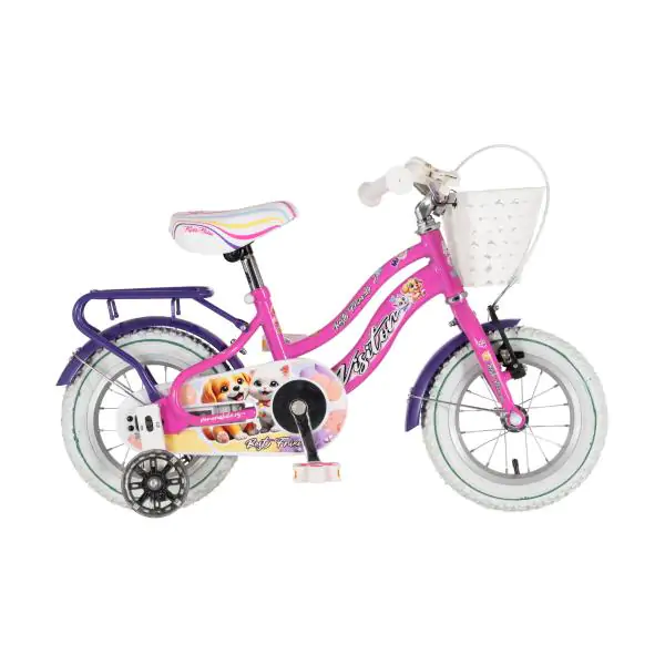 Bicikl za decu visitor best friend 12" 8" v-brake  kontra 95-115cm (12") roze neon uv sjaj