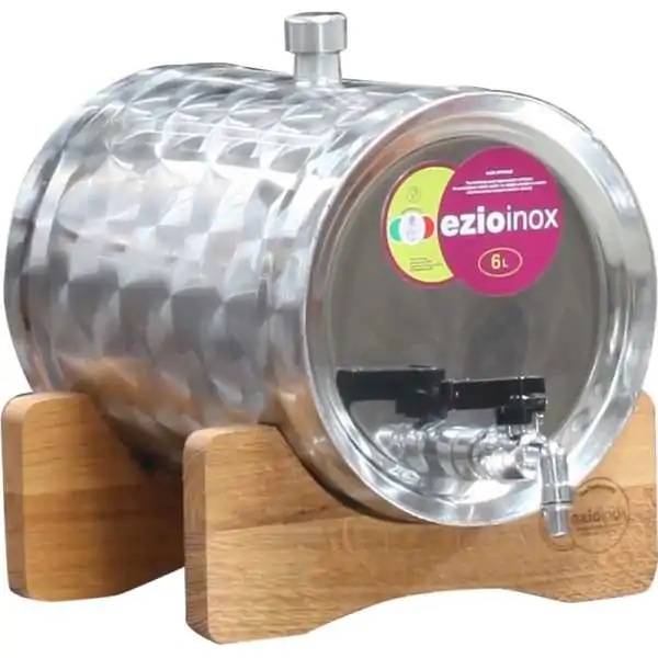 Ezio Inox ležeće inox bure za rakiju i vino 6 L – kiselootporni nerđajući čelik