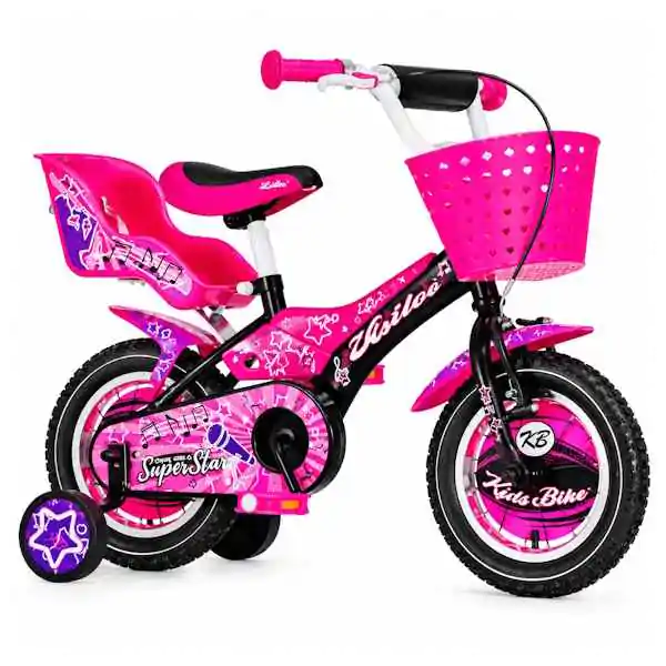 Bicikl za decu visitor star 12" 9" v-brake  kontra 95-115cm (12") crno ljubičasti