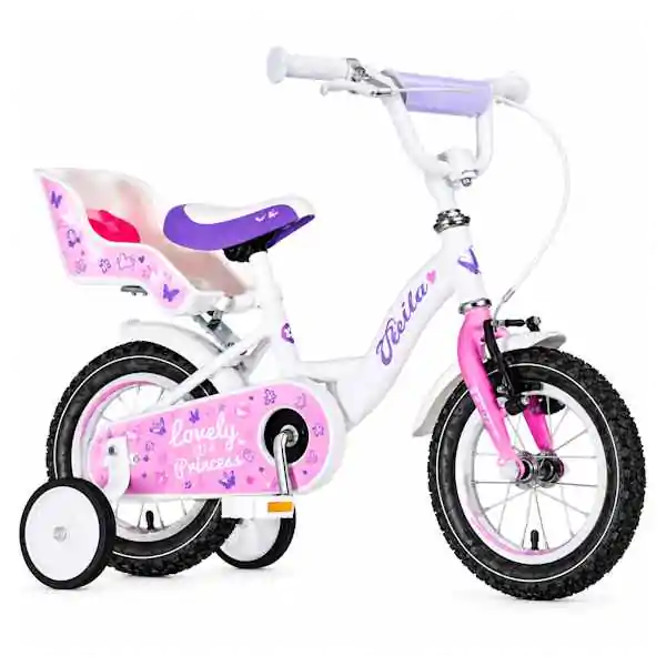 Bicikl za decu visitor liloo 12" 8" v-brake  kontra 95-115cm (12") belo roze perla