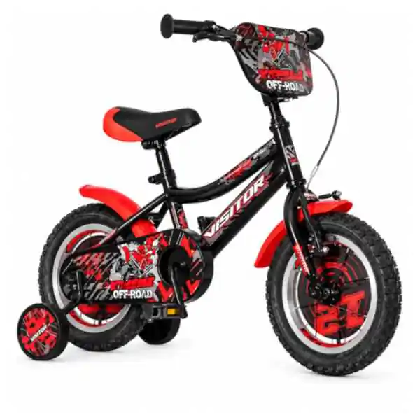 Bicikl za decu visitor xtreme 12" 8" v-brake  kontra 95-115cm (12") crno crveni