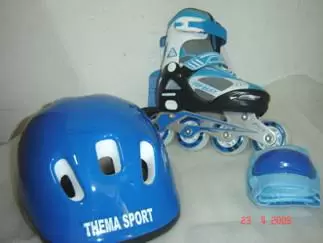 Roleri za decu sa štitnicima i kacigom u torbi TB-08A COMBO 35-38 Plavi