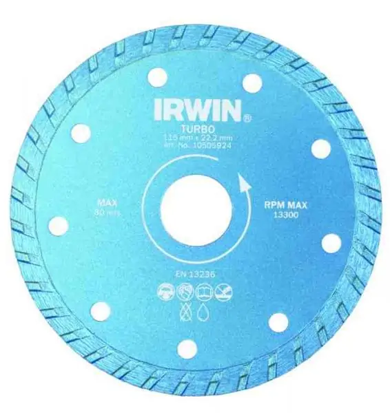 Dijamantska ploča za sečenje cigli, keramike TURBO 115mm/22.22 IRWIN