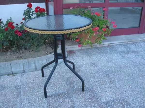 Sto za baštu sa veštačkim ratan ramom 80cm svetlo braon