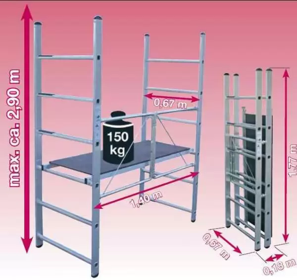 Aluminijumska zglobna skela radne visine 2.9 m Corda Krause