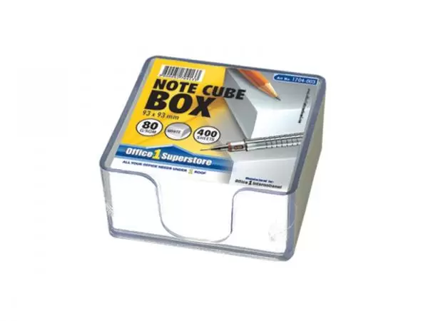 Listići blok - kocka bela 93X93mm sa plastičnom kutijom 400 listova OFFICE