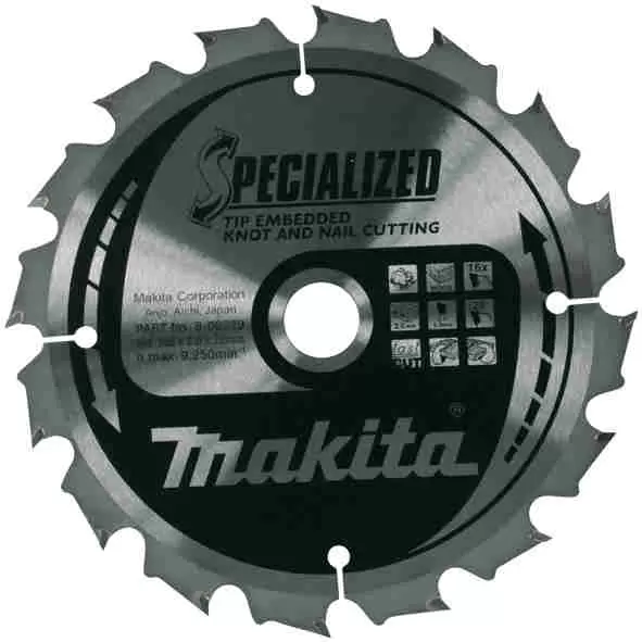 List cirkulara testera za drvo sa ekserima i čvorovima SPECIALISED 185x24zx15.88 B-09400 MAKITA