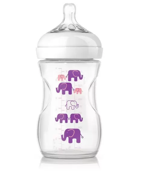 Flašica za bebe Natural 260ml Deco Slon Roza 1M+ SCF628/17 AVENT