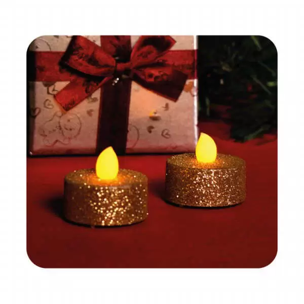 Ukrasne sveće sa zlatnim šljokicama (2 kom) CD2/GX