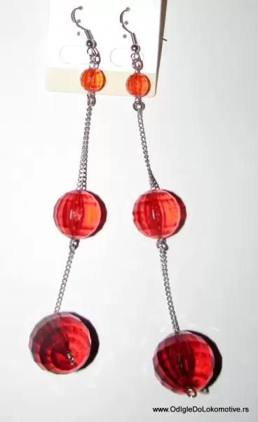 Mindjuše od crvenih perli unikatne ručna izrada 9725