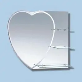 Ogledalo za kupatilo srce sa etažerom i policama 850x750