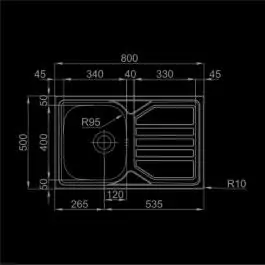 Sudopera  RODI-OKIO LINE 80 FLAT SJAJ 800x500 B- RODI