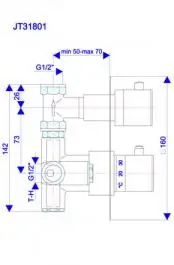 Thermo2 - Uzidna baterija za tuš kadu sa jednim izlazom JT31801 ROSAN