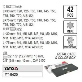 Garnitura nastavka sa adapterom 1/2" 3/8" TORX 42 dela YATO