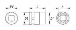 Ključ nasadni udarni 3/4” 6ug.-24 YATO