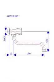 Jednoručna zidna slavina - ventil 1/2'' g.deo - donji izliv 18mm KERAMIC Rosan AK52S200